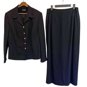 D'Oraz Black Suit Women’s Size 12 | Blazer & Midi Pencil Skirt | GUC